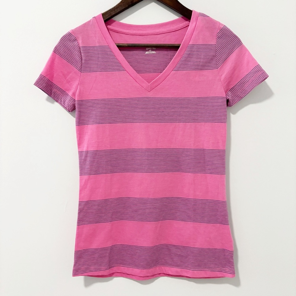 Mossimo Supply Co. Striped V-Neck‎ Tee Shirt Womens Size Small Short Sleeve NWT